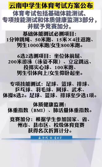 云南体育生体考内容与要求解析