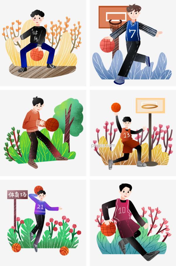 体育动作系列绘画图片，运动之美与艺术的融合